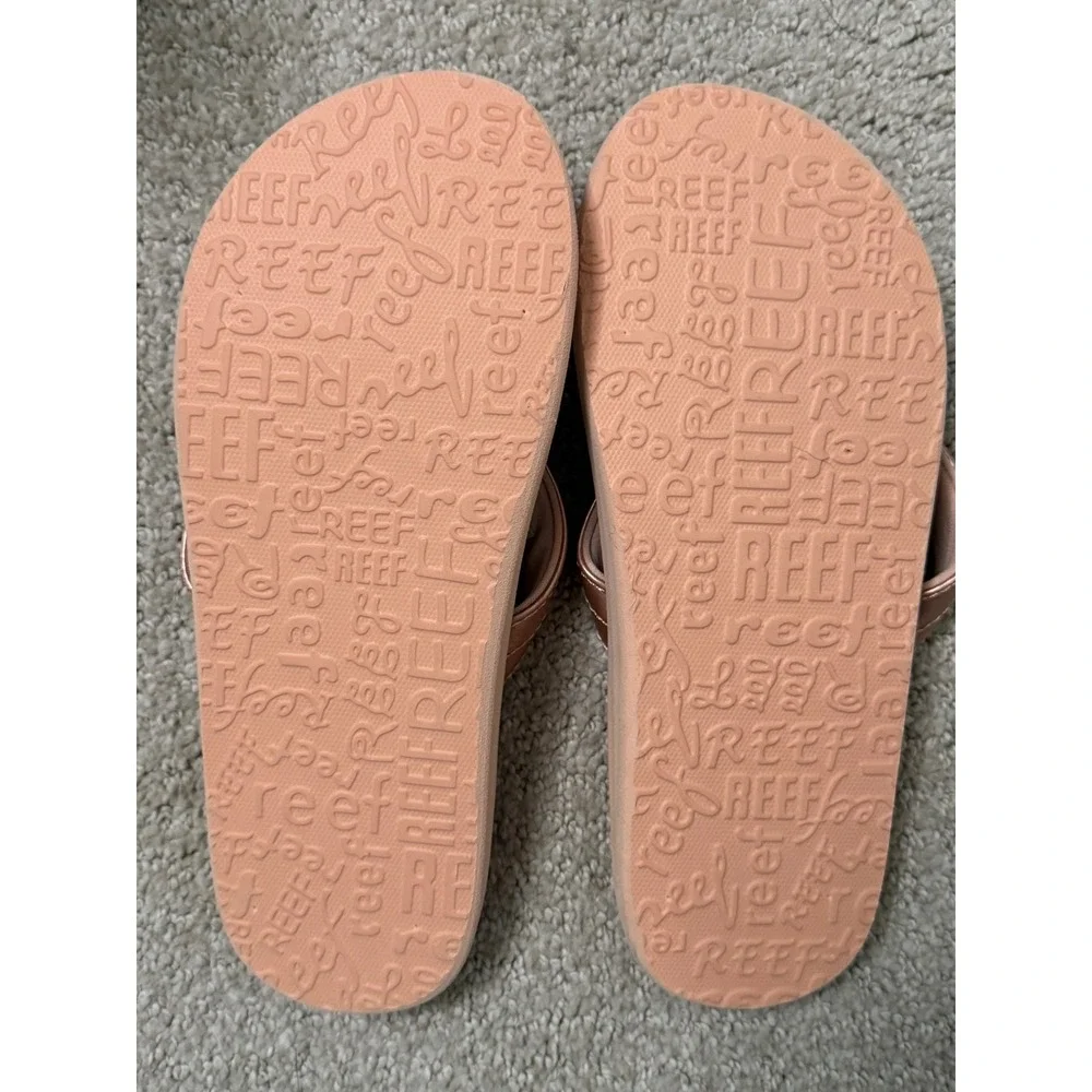 Reef Girls Mermaid Scale Flip Flop Sandals Rose Gold Ombre Pink Purple Size 3